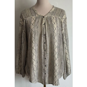 Women's AMUSE Beige Black Patterned Blouse M
